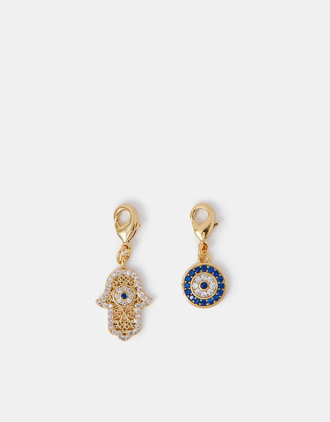 Accessorize 2-Pack 14ct Gold-Plated Evil Eye & Hamsa Hand Charms