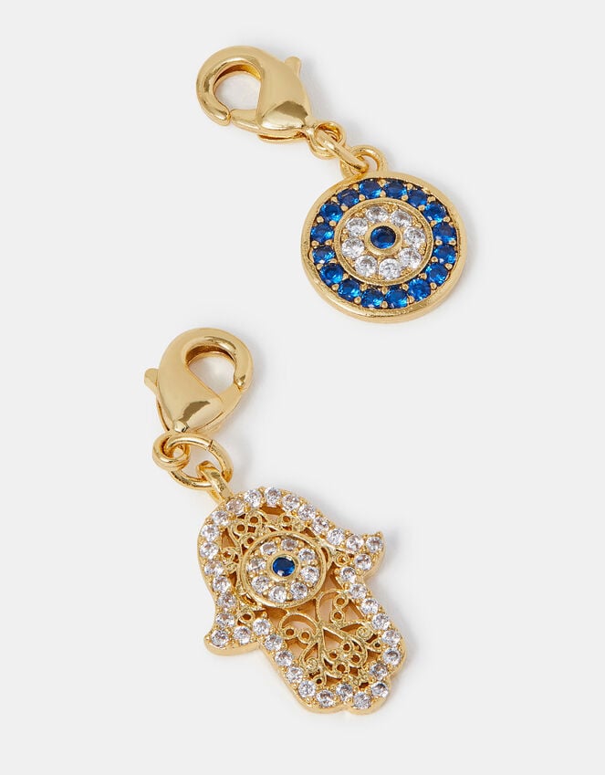 accessorize 2-Pack 14ct Gold-Plated Evil Eye & Hamsa Hand Charms
