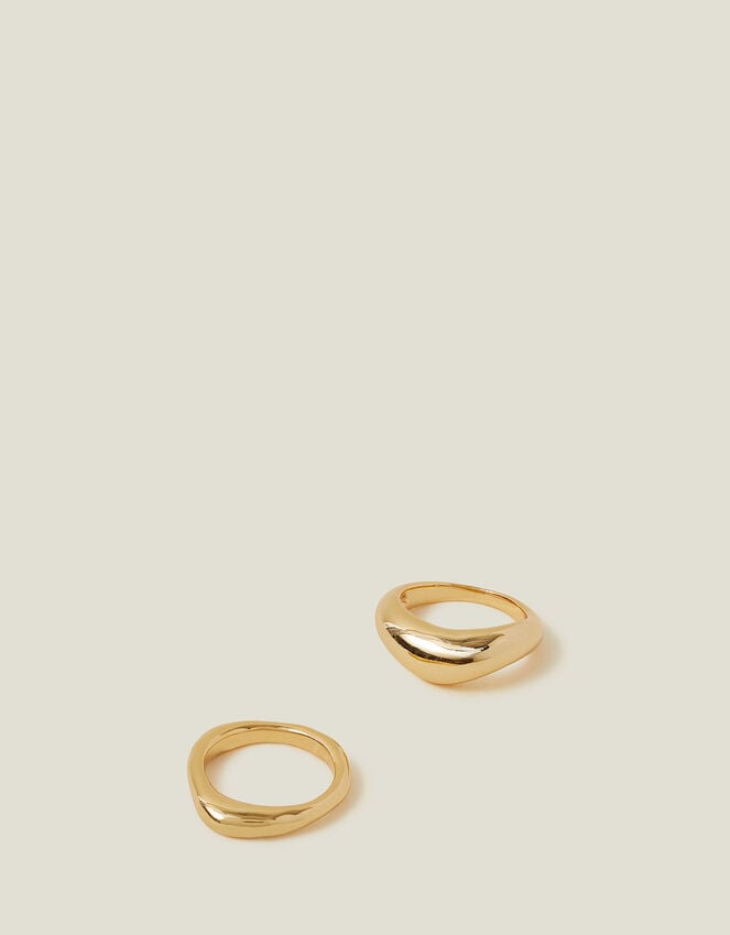 Accessorize 2-Pack 14ct Gold-Plated Irregular Rings Gold