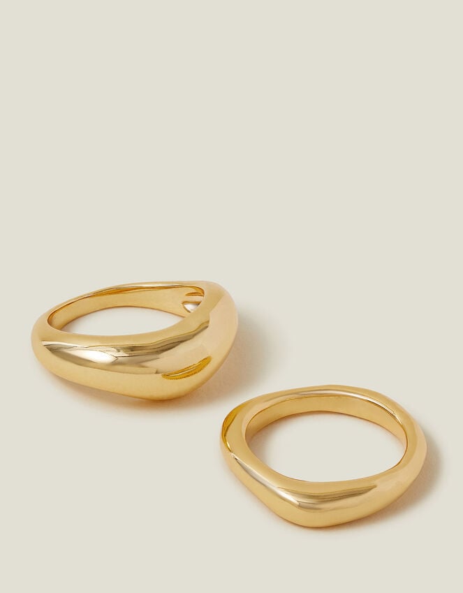 accessorize 2-Pack 14ct Gold-Plated Irregular Rings Gold