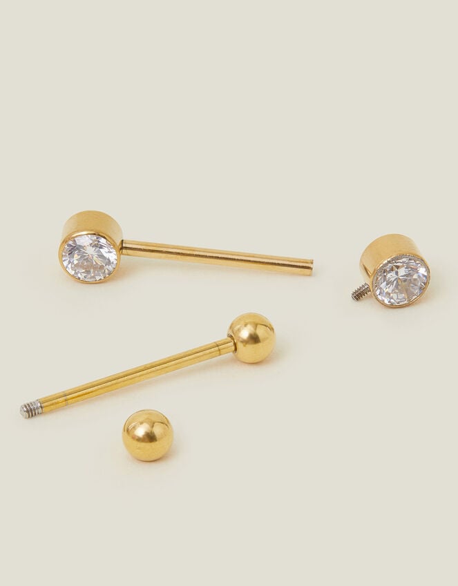 accessorize 2-Pack 14ct Gold-Plated Surgical Steel Nipple Bars