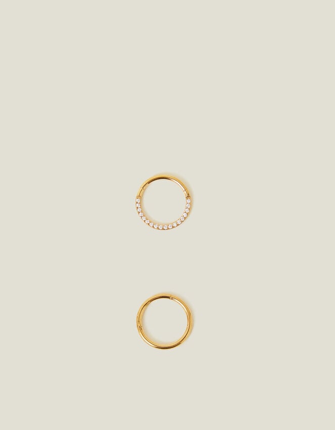Accessorize 2-Pack 14ct Gold-Plated Surgical Steel Septum Hoops