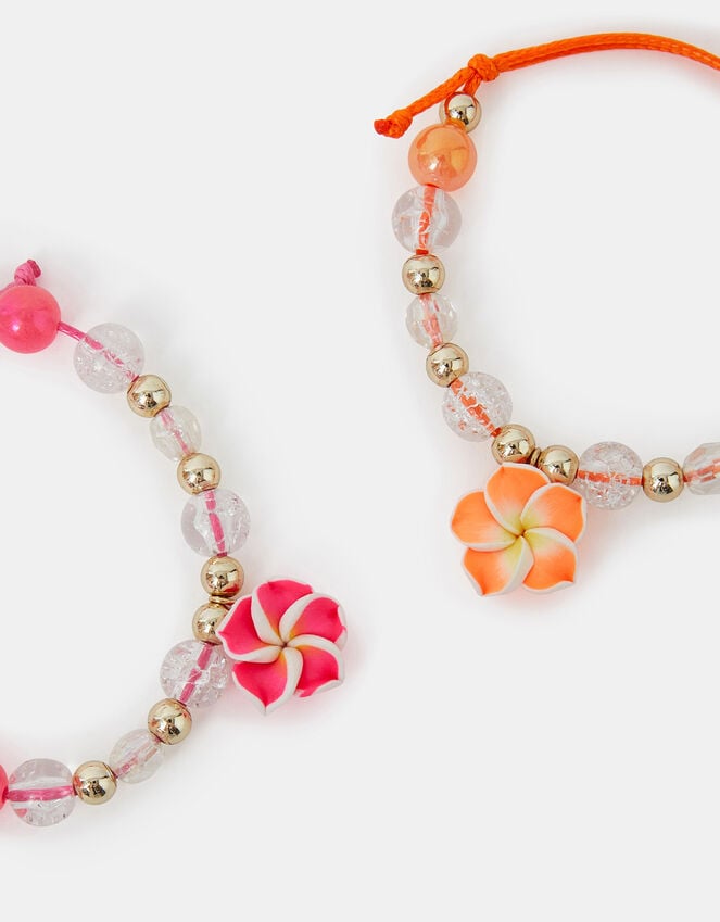 Accessorize 2-Pack Girls Beaded Flower Charm Cord Bracelets