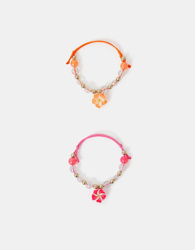 accessorize 2-Pack Girls Beaded Flower Charm Cord Bracelets