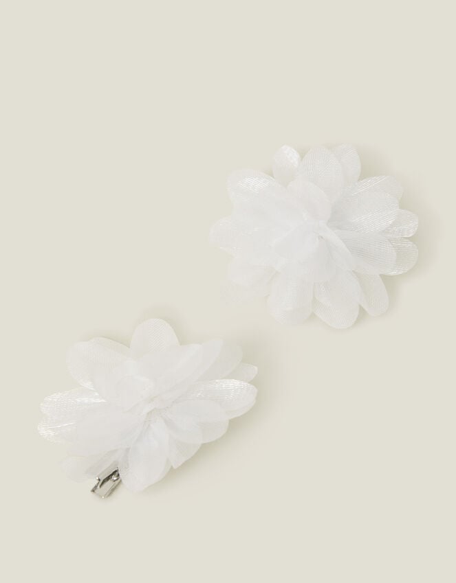 Accessorize 2-Pack Girls Glitter Corsage Hair Clips Ivory