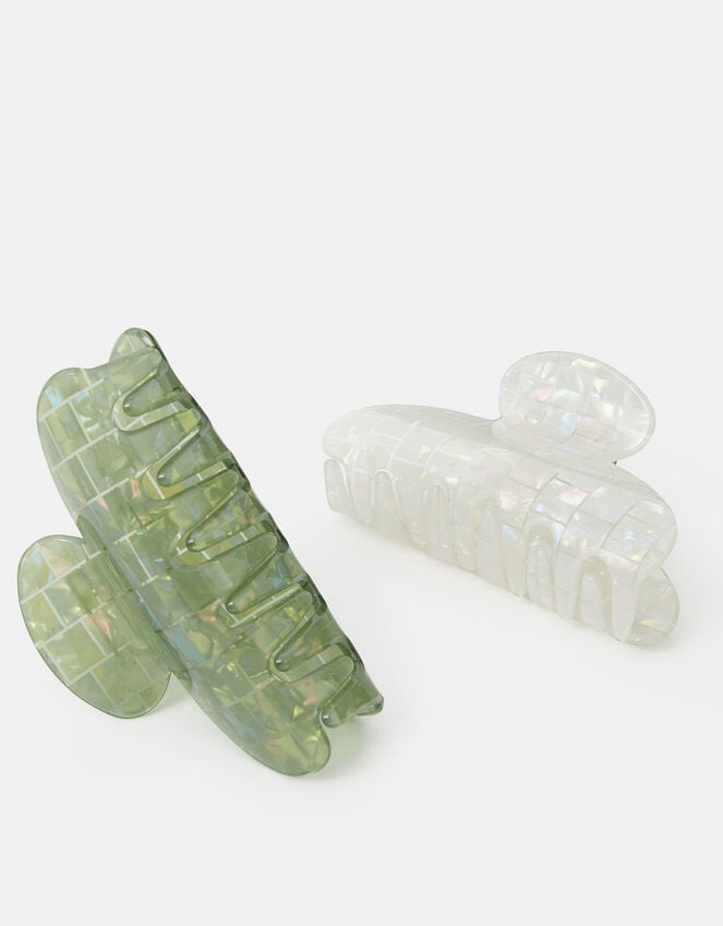 Accessorize 2-Pack Iridescent Tile Resin Claw Clips