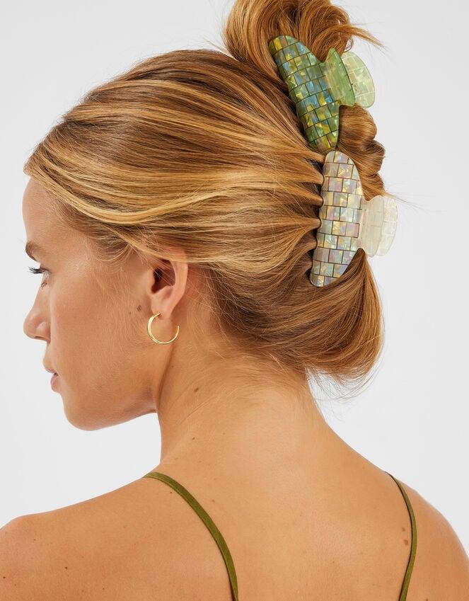 Accessorize 2-Pack Iridescent Tile Resin Claw Clips