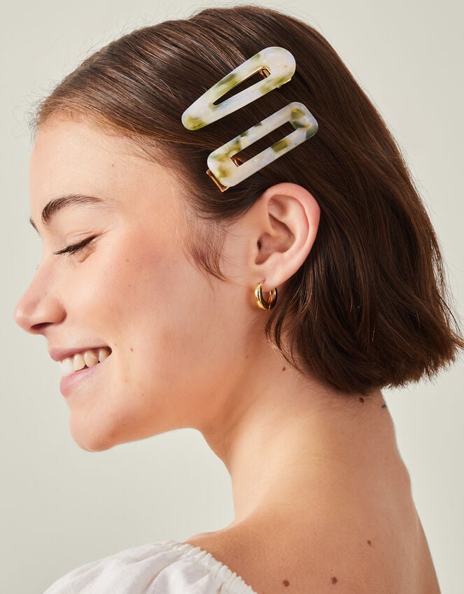 Accessorize 2-Pack Mix Marble Resin Salon Hair Clips