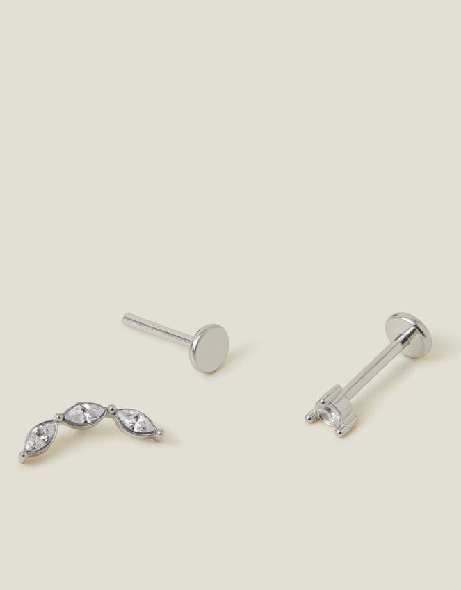 accessorize 2-Pack Platinum-Plated Surgical Steel Diamante Flatback Stud Earrings