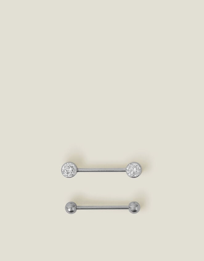 Accessorize 2-Pack Platinum-Plated Surgical Steel Nipple Bars