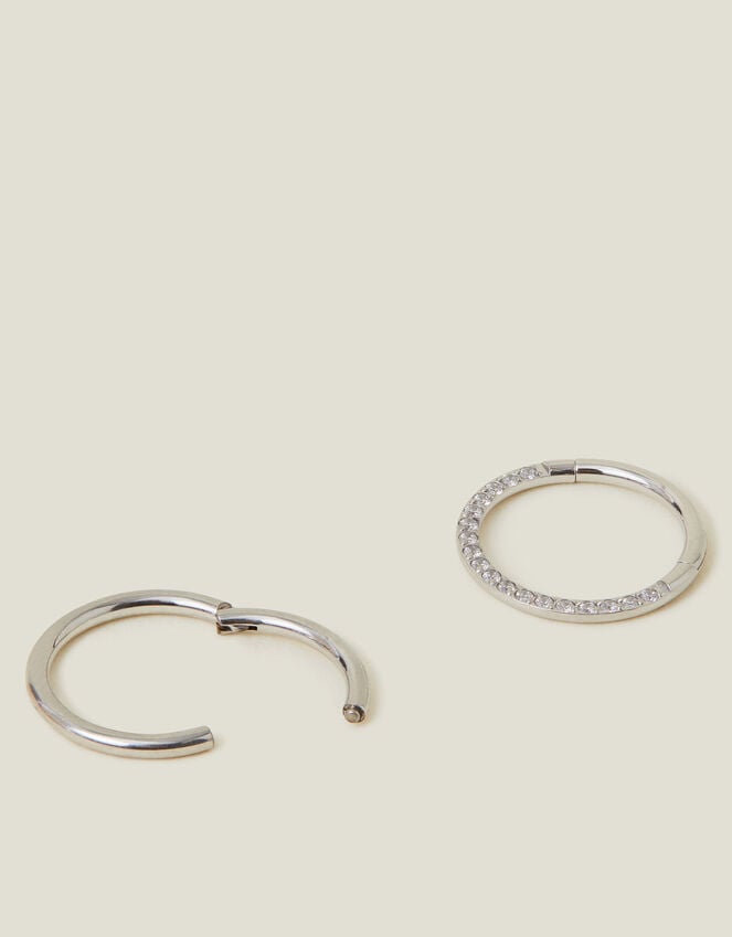 accessorize 2-Pack Platinum-Plated Surgical Steel Septum Clicker Hoops