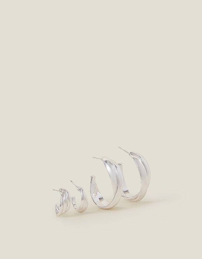 Accessorize 2-Pack Sterling Silver-Plated Chunky Twist Hoop Earrings
