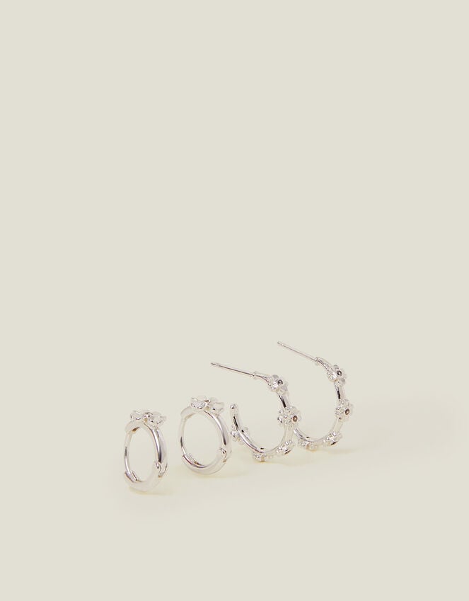 Accessorize 2-Pack Sterling Silver-Plated Flower Hoop Earrings