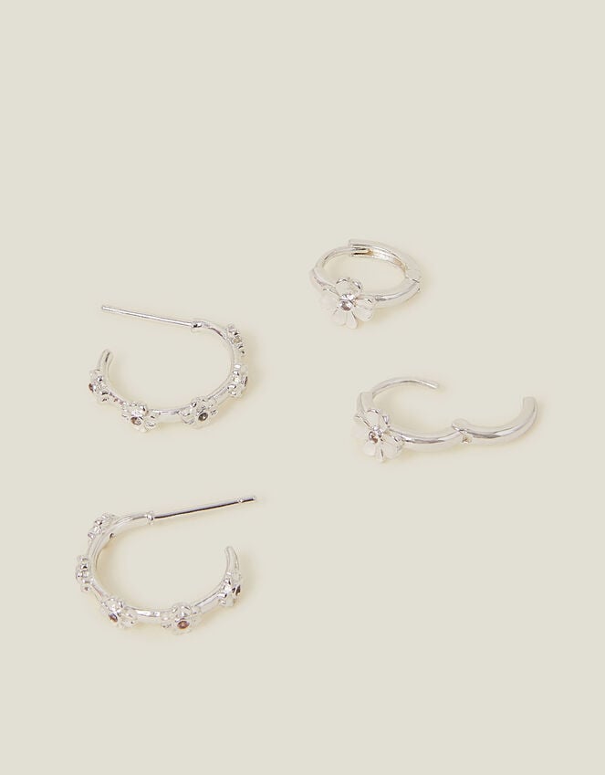accessorize 2-Pack Sterling Silver-Plated Flower Hoop Earrings