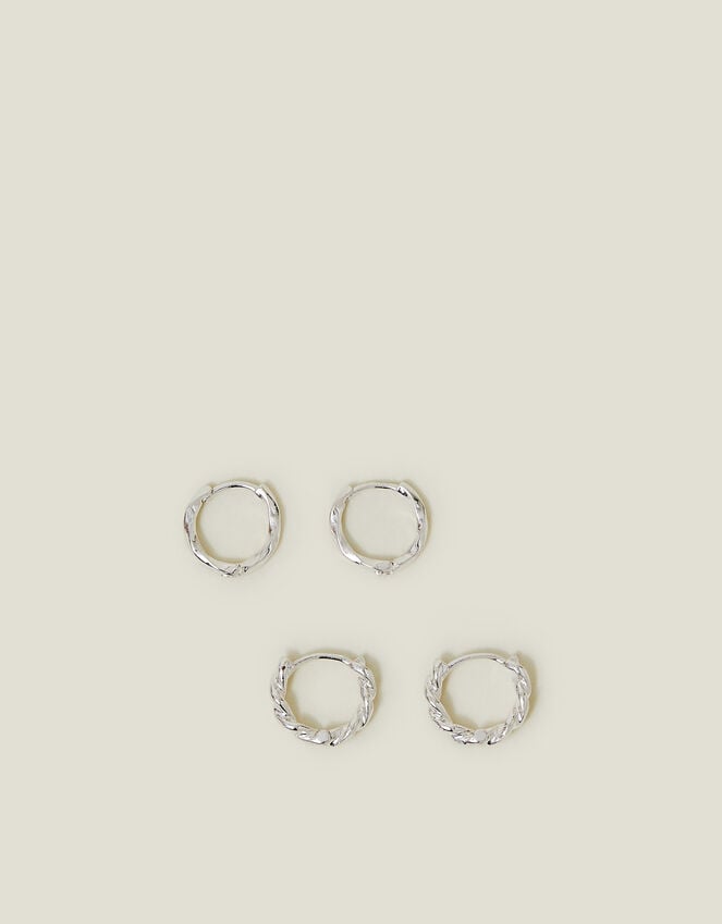 Accessorize 2-Pack Sterling Silver-Plated Twist Huggie Hoop Earrings