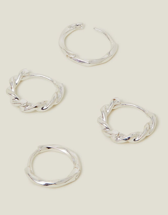 accessorize 2-Pack Sterling Silver-Plated Twist Huggie Hoop Earrings