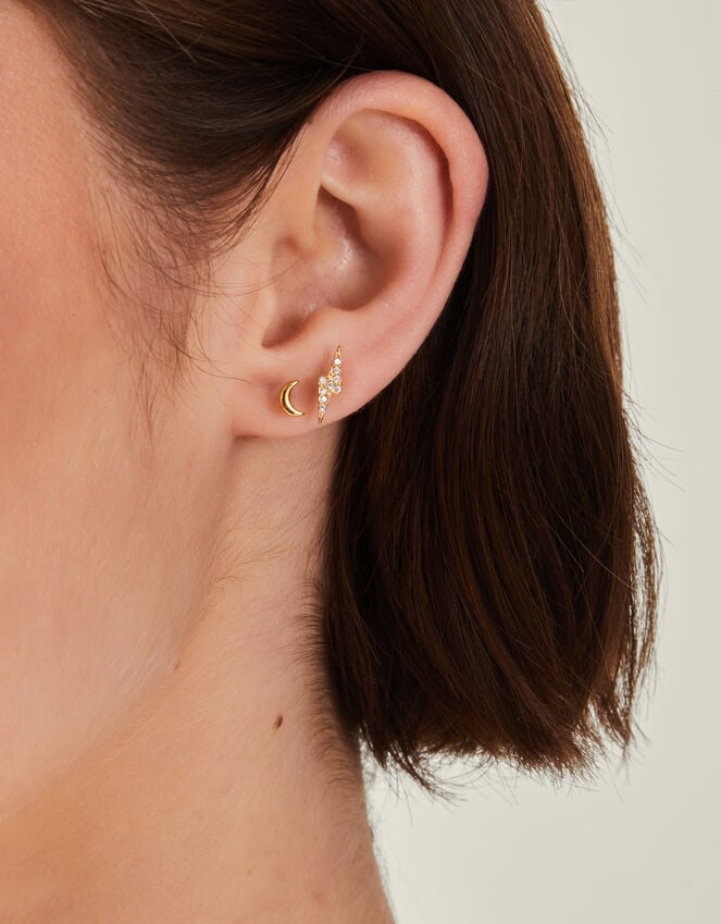 Accessorize 3-Pack 14ct Gold-Plated Celestial Flatback Stud Earrings