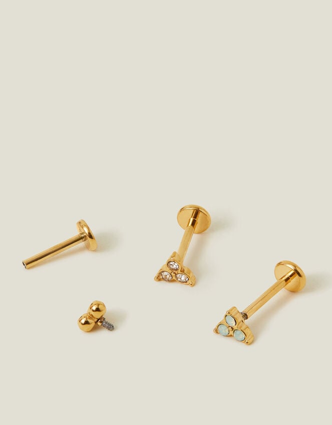 accessorize 3-Pack 14ct Gold-Plated Crystal Flatback Stud Earrings
