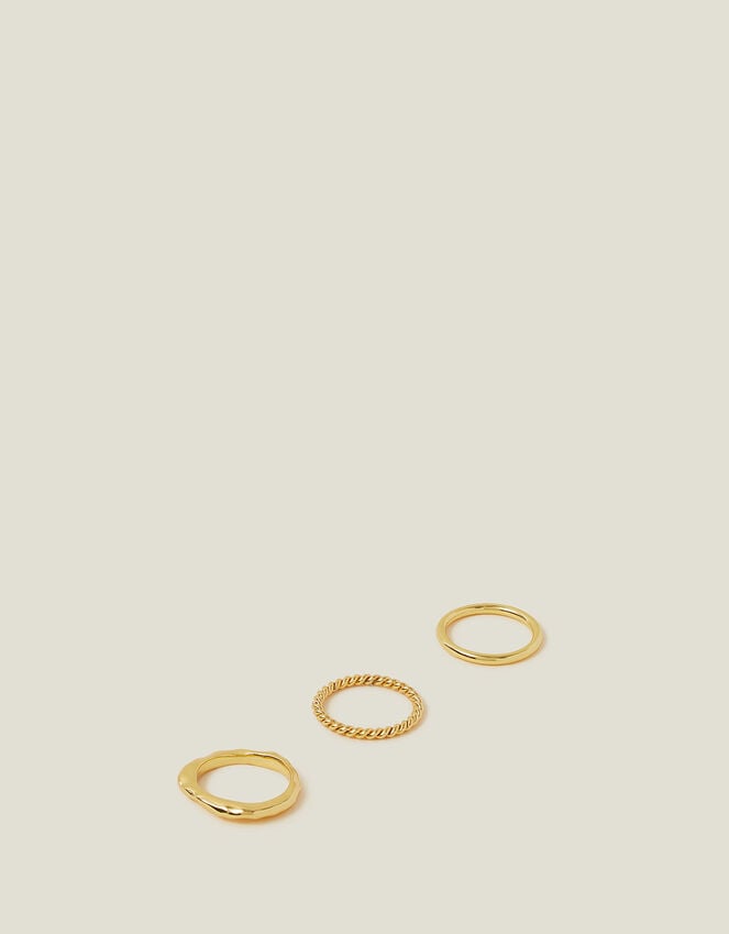 Accessorize 3-Pack 14ct Gold-Plated Mixed Rings Gold