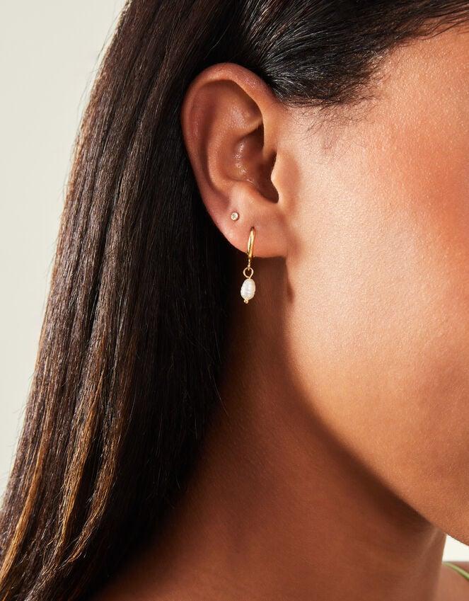 Accessorize 3-Pack 14ct Gold-Plated Pearl And Stud Hoop Earrings