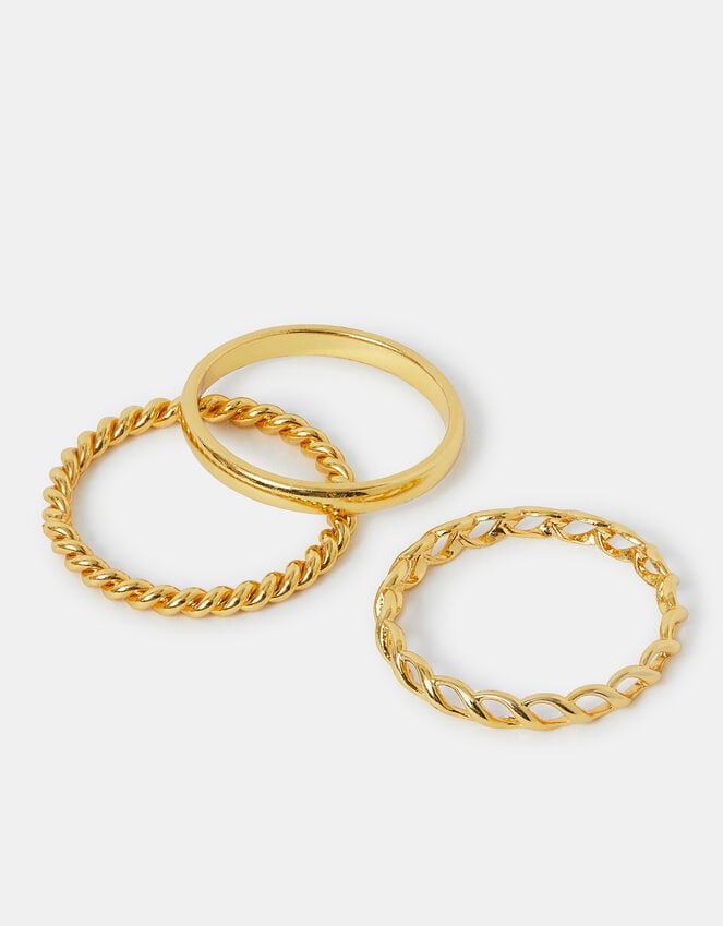accessorize 3-Pack 14ct Gold-Plated Stacking Rings Gold