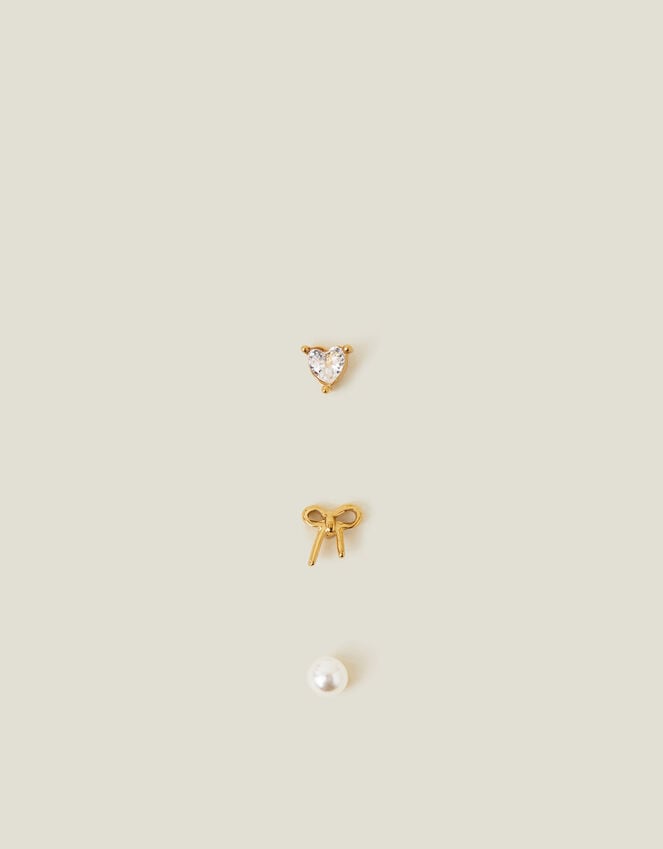 Accessorize 3-Pack 14ct Gold-Plated Surgical Steel Flatback Stud Earrings