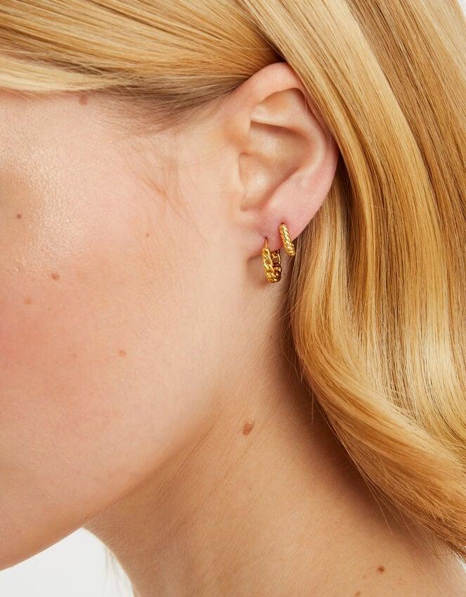 Accessorize 3-Pack 14ct Gold-Plated Twist Clicker Hoop Earrings