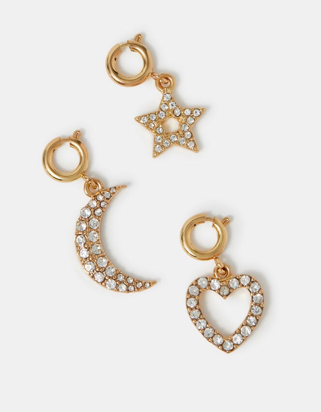 accessorize 3-Pack Celestial Diamanté Jewellery Charms