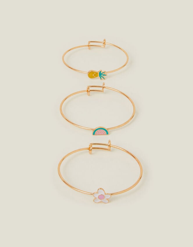 Accessorize 3-Pack Girls Metal Bangle Bracelets Gold