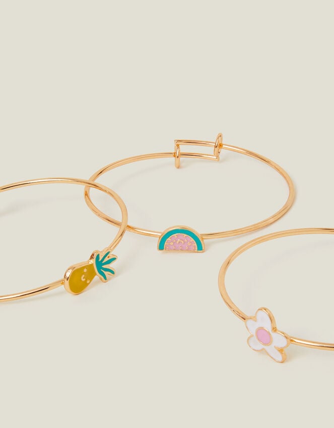 accessorize 3-Pack Girls Metal Bangle Bracelets Gold