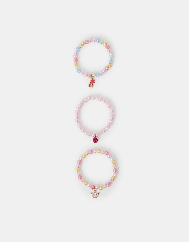 Accessorize 3-Pack Girls Princess Charm Bead Bracelets