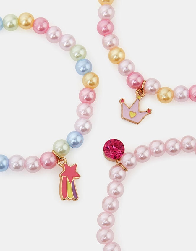 Accessorize 3-Pack Girls Princess Charm Bead Bracelets