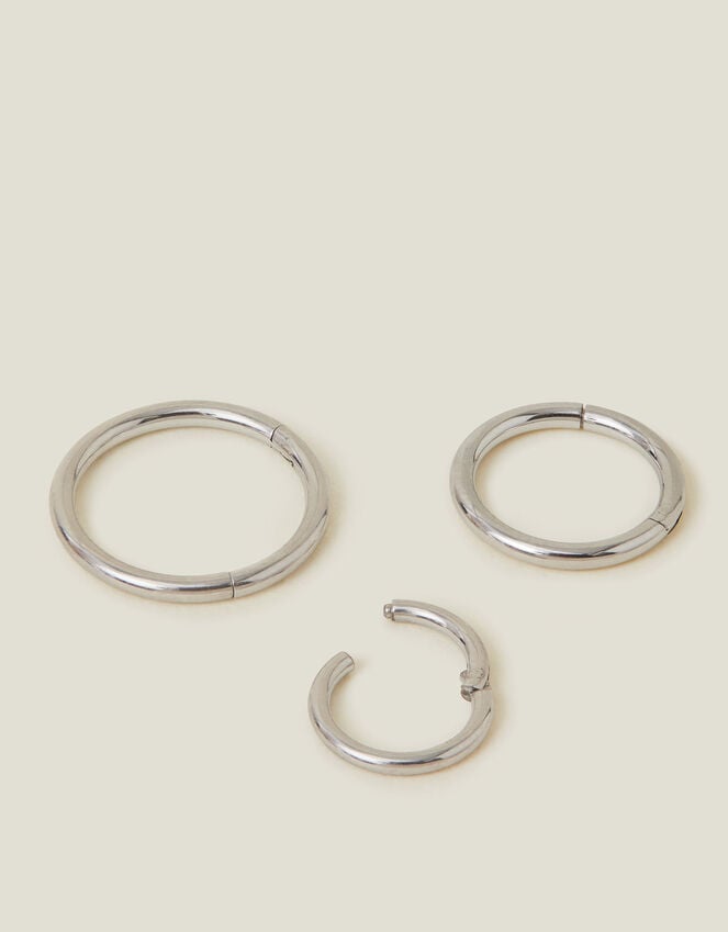 accessorize 3-Pack Platinum-Plated Surgical Steel Clicker Hoops
