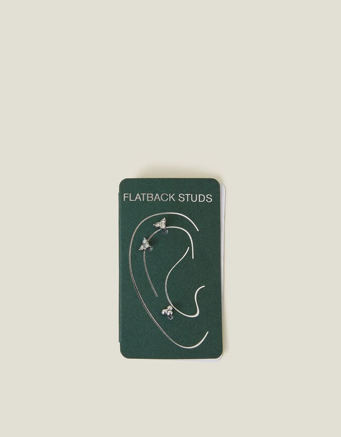 Accessorize 3-Pack Platinum-Plated Surgical Steel Crystal Flatback Stud Earrings