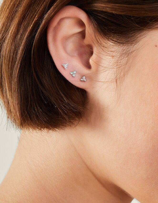 Accessorize 3-Pack Platinum-Plated Surgical Steel Crystal Flatback Stud Earrings