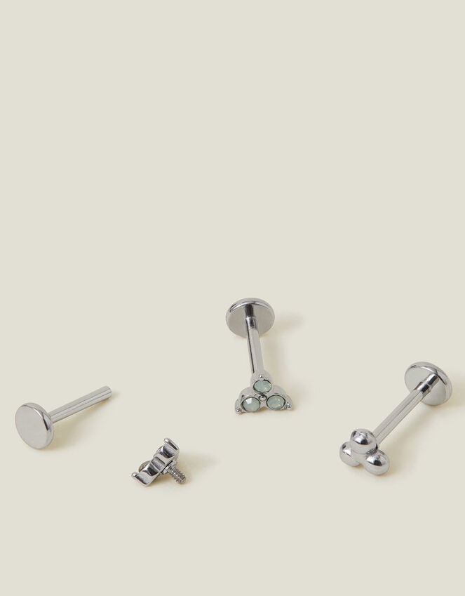 accessorize 3-Pack Platinum-Plated Surgical Steel Crystal Flatback Stud Earrings