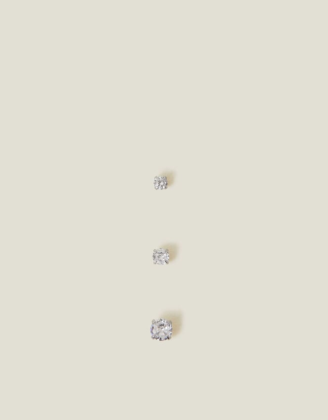 Accessorize 3-Pack Platinum-Plated Surgical Steel Diamante Flatback Earrings