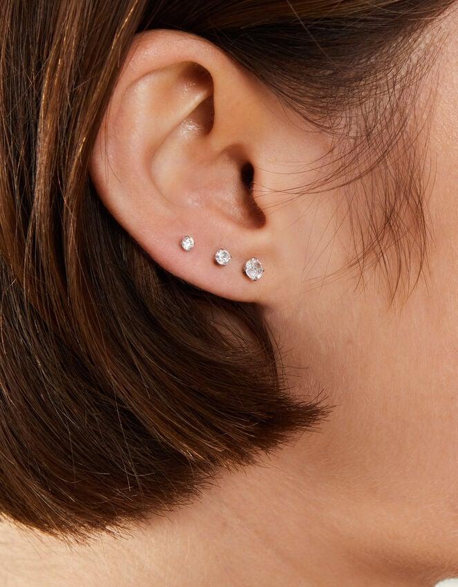 Accessorize 3-Pack Platinum-Plated Surgical Steel Diamante Flatback Earrings