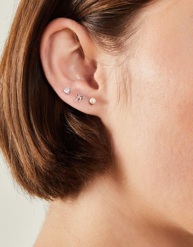 Accessorize 3-Pack Platinum-Plated Surgical Steel Flatback Stud Earrings
