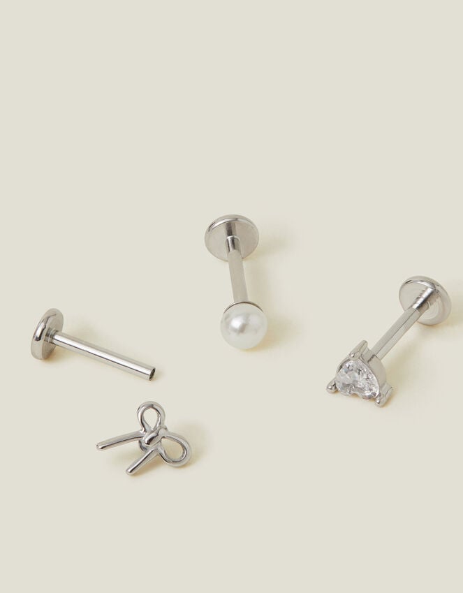accessorize 3-Pack Platinum-Plated Surgical Steel Flatback Stud Earrings