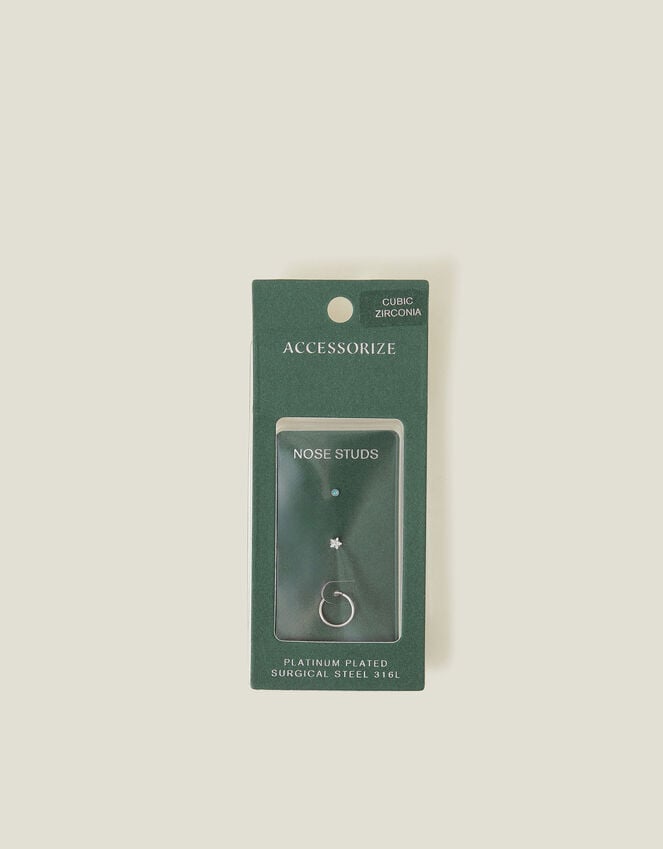 accessorize 3-Pack Platinum-Plated Surgical Steel Nose Studs