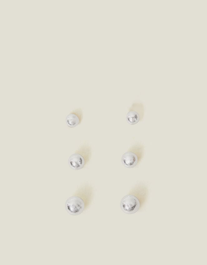 Accessorize 3-Pack Sterling Silver Ball Stud Earrings