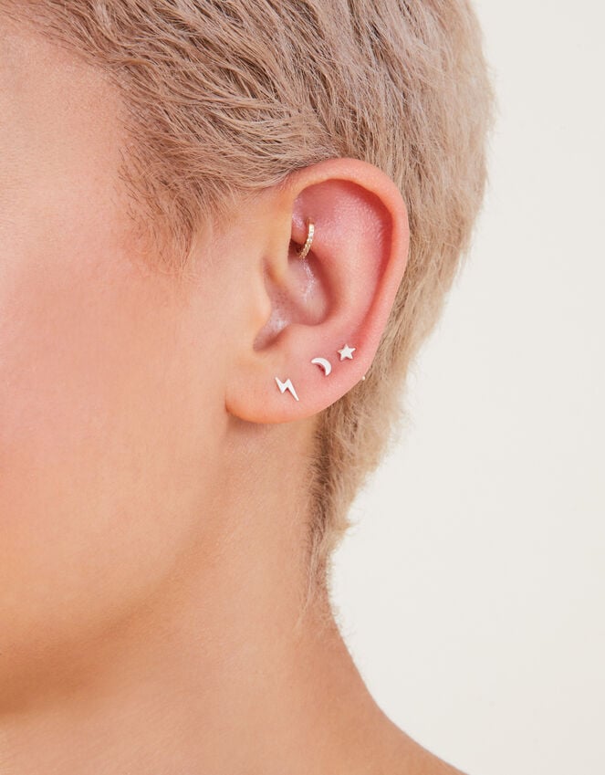 Accessorize 3-Pack Sterling Silver Celestial Stud Earrings