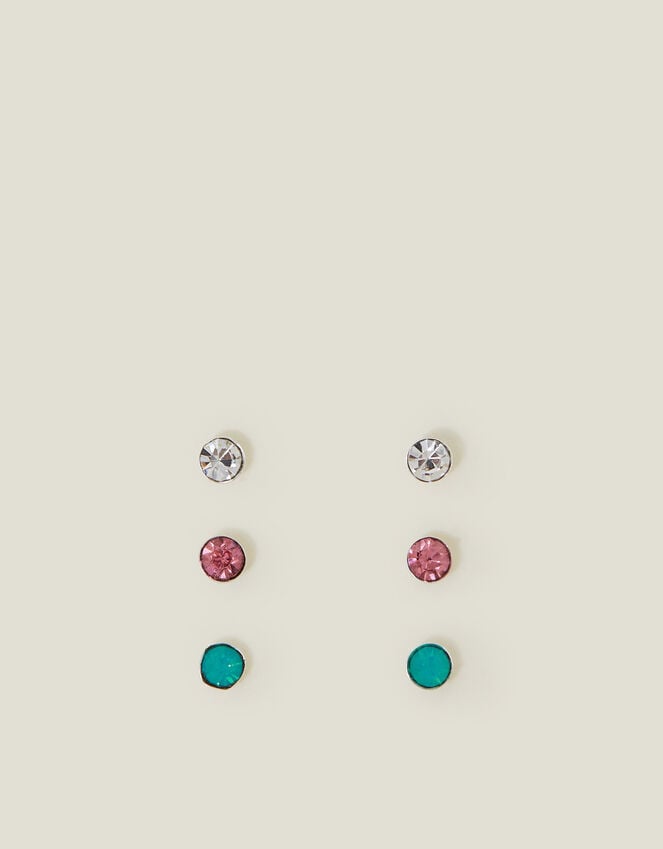 Accessorize 3-Pack Sterling Silver Gem Stud Earrings