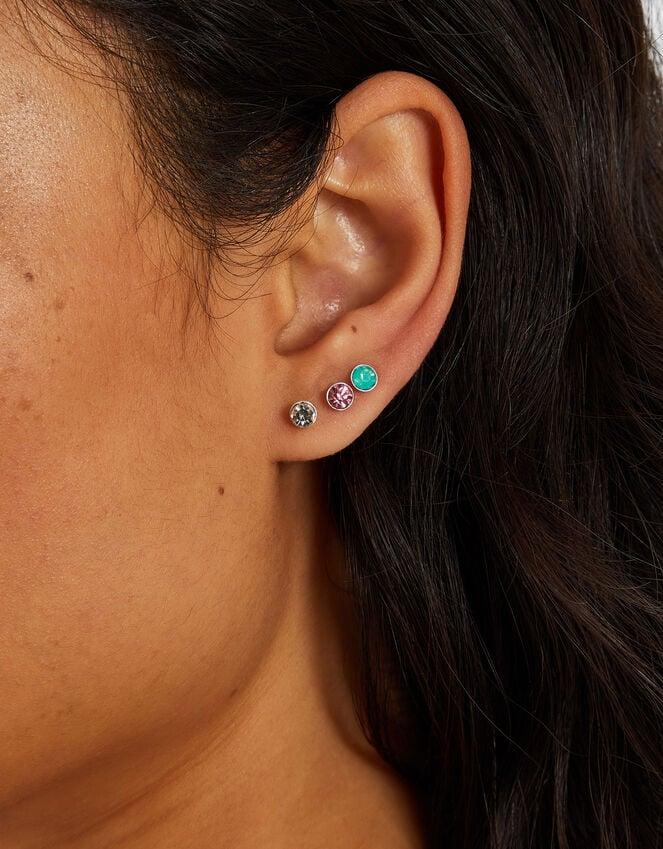 Accessorize 3-Pack Sterling Silver Gem Stud Earrings