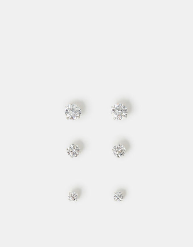Accessorize 3-Pack Sterling Silver-Plated Crystal Studs