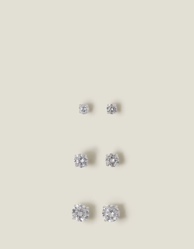 Accessorize 3-Pack Sterling Silver-Plated Crystal Studs