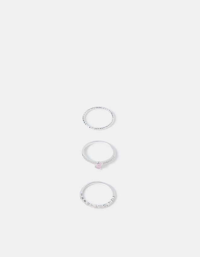 Accessorize 3-Pack Sterling Silver-Plated Sparkle Rings Silver