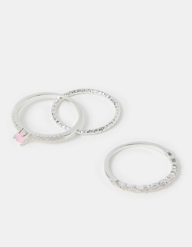 accessorize 3-Pack Sterling Silver-Plated Sparkle Rings Silver
