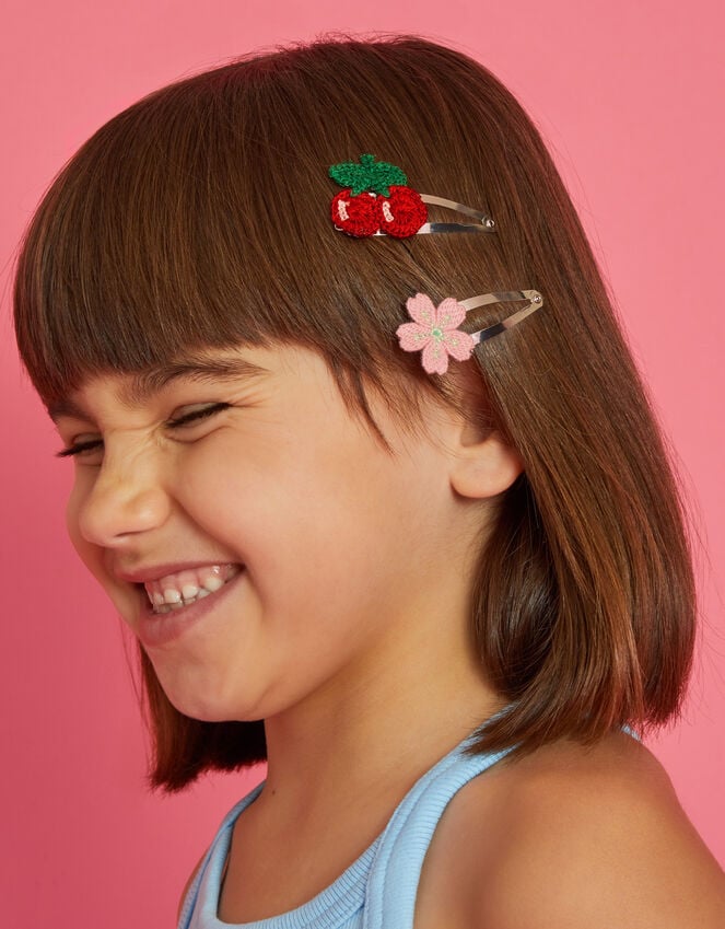 accessorize 4-Pack Girls Crochet Flower Cherry Hair Clips